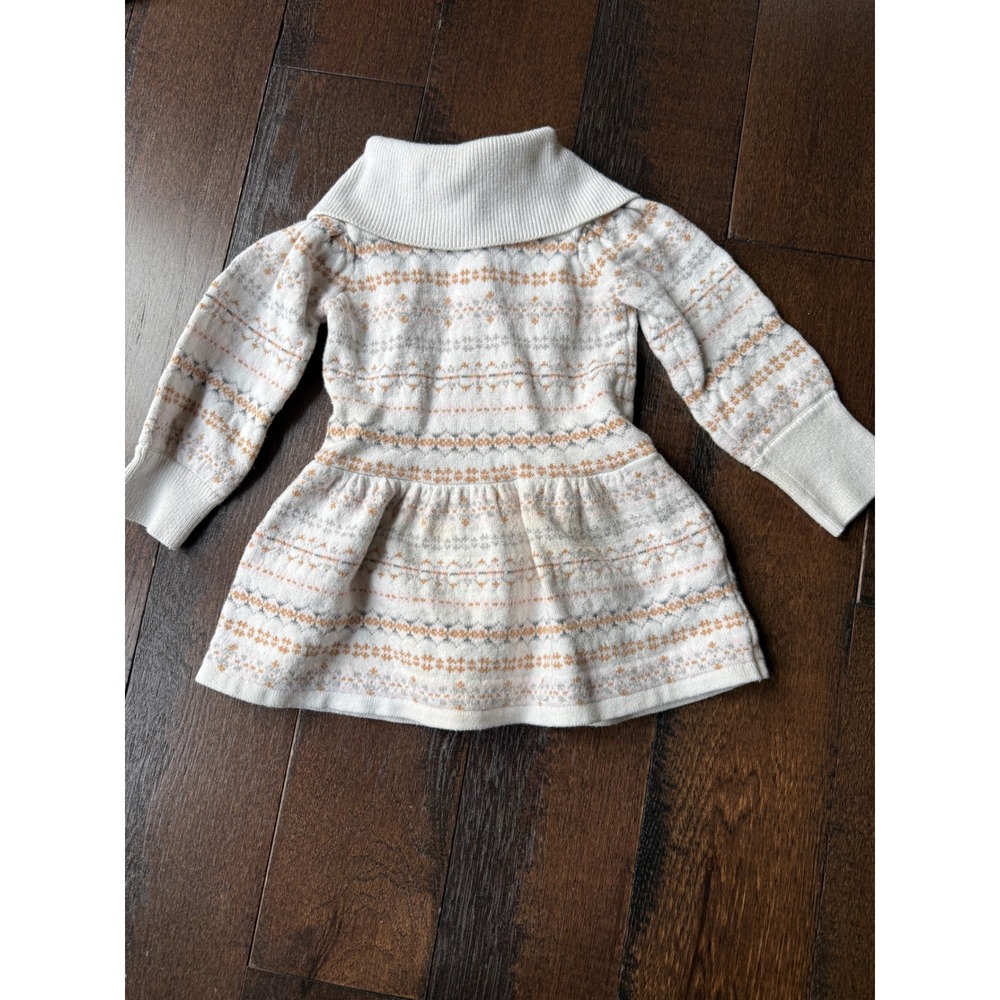 Janie and Jack Sweater Dress 12-18 Months White Fair Isle Toddler Girl holidays